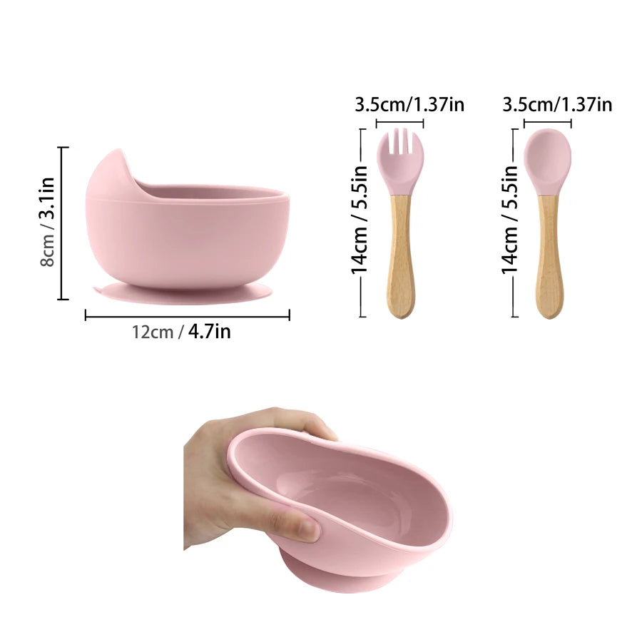 Silicone Baby Suction Bowl Set with Spoon & Fork