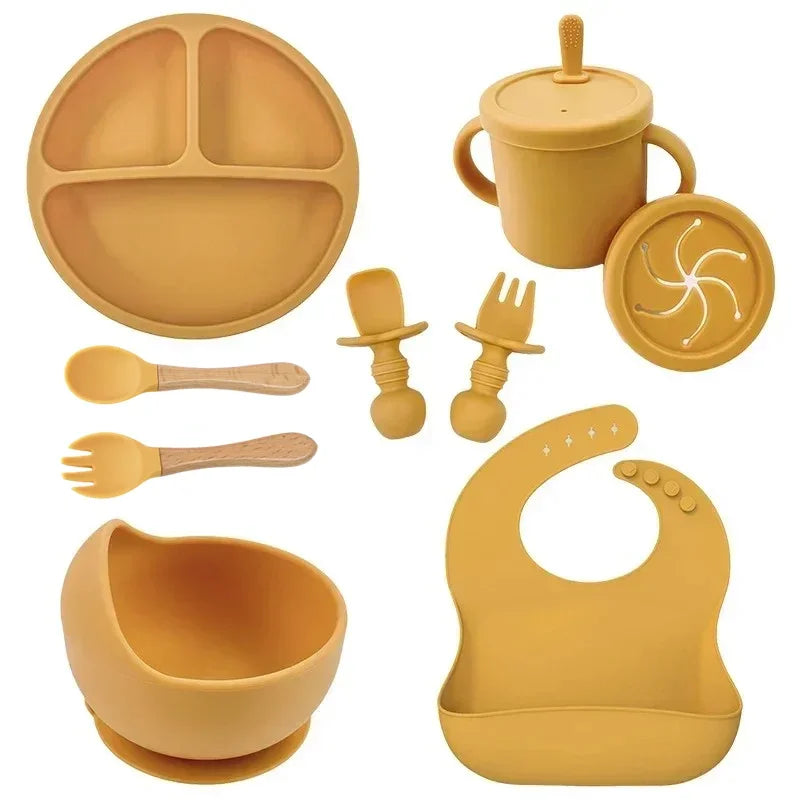 Complete Silicone Baby Feeding Set with Straw Cup