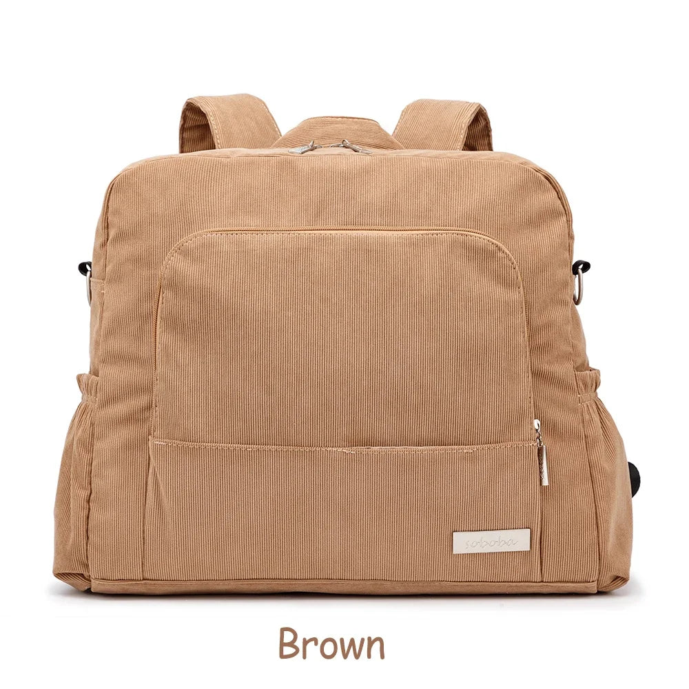 Corduroy Baby Diaper Backpack for Parents