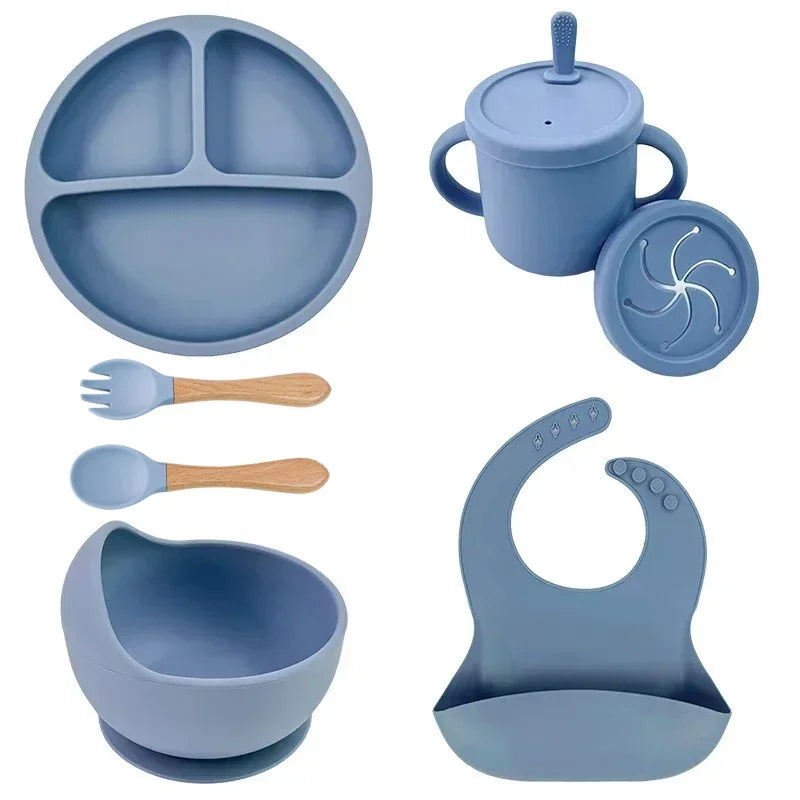 Complete Silicone Baby Feeding Set with Straw Cup