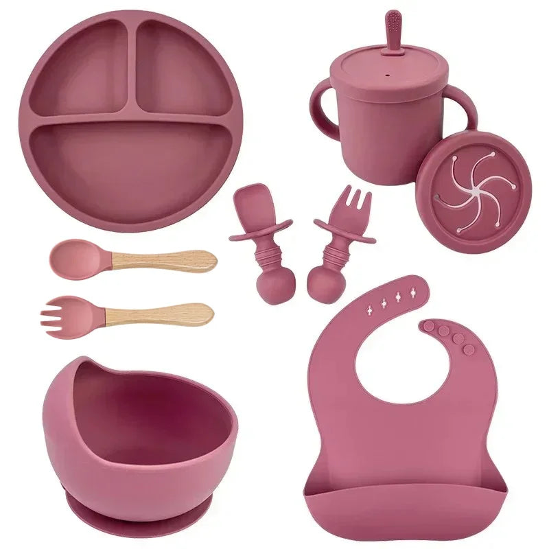 Complete Silicone Baby Feeding Set with Straw Cup