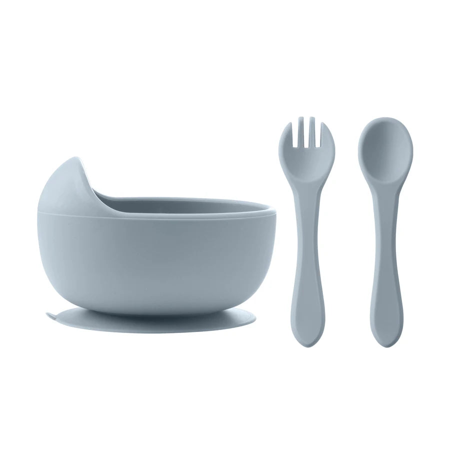 Silicone Baby Suction Bowl Set with Spoon & Fork