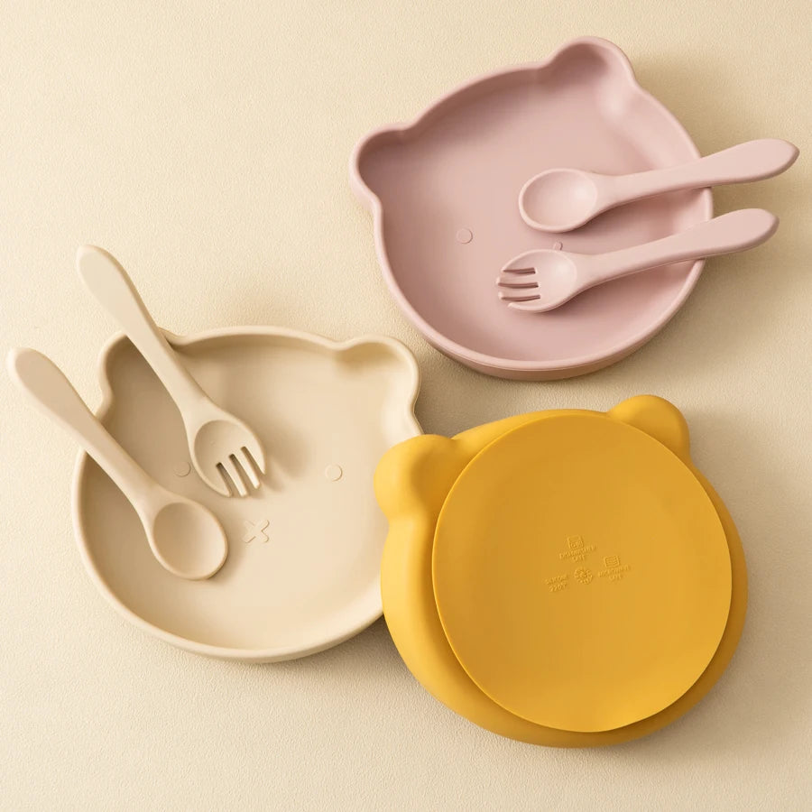 Silicone Baby Feeding Set with Suction Plate & Bowl
