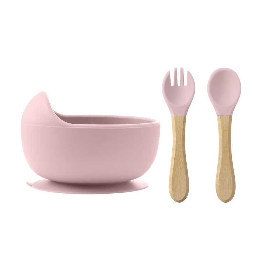Silicone Baby Suction Bowl Set with Spoon & Fork