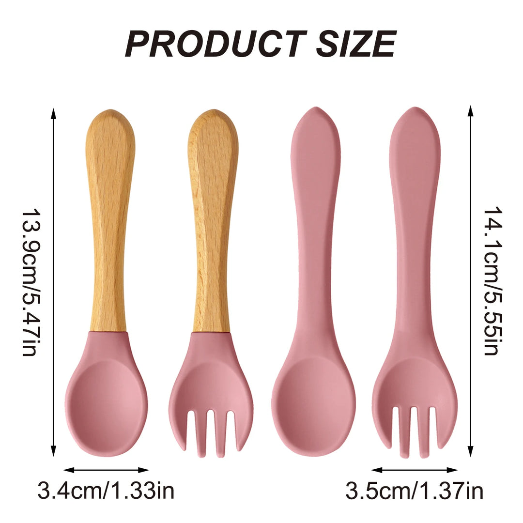 4-Piece Silicone Baby Spoon & Fork Set