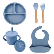 Complete Silicone Baby Feeding Set with Straw Cup
