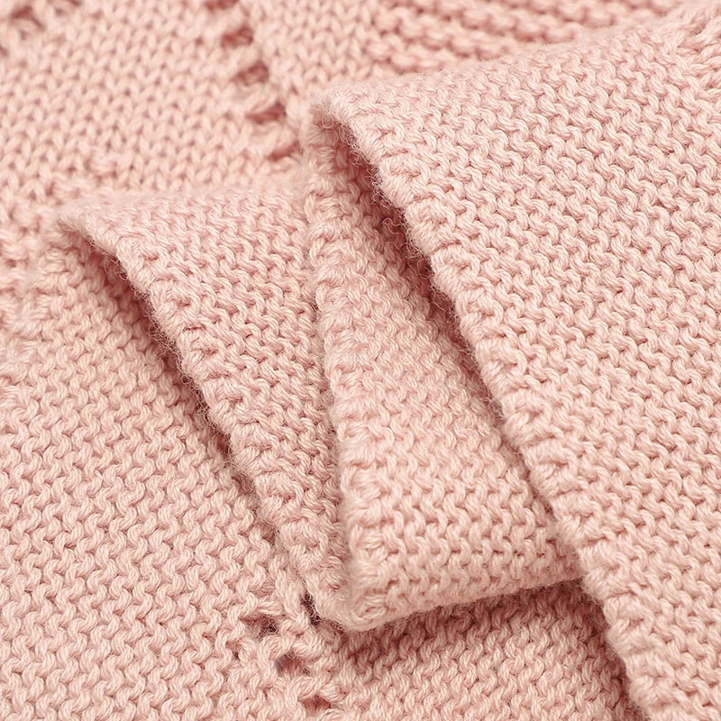 Cotton Knit Baby Blanket for Stroller & Nursery