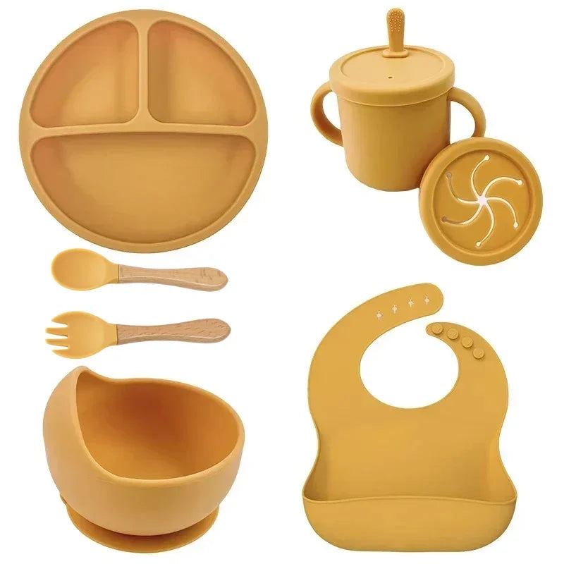 Complete Silicone Baby Feeding Set with Straw Cup