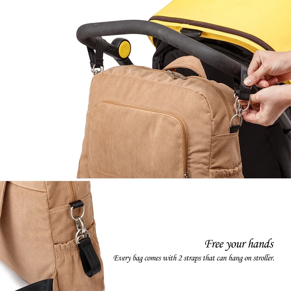 Corduroy Baby Diaper Backpack for Parents