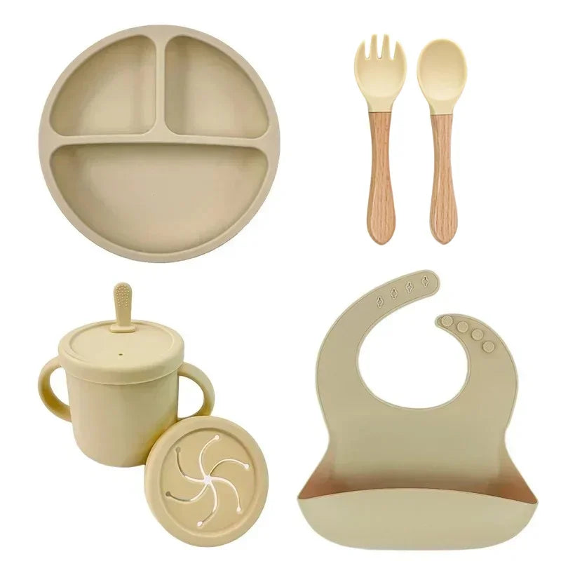 Complete Silicone Baby Feeding Set with Straw Cup
