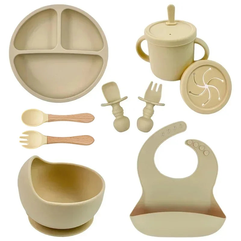 Complete Silicone Baby Feeding Set with Straw Cup