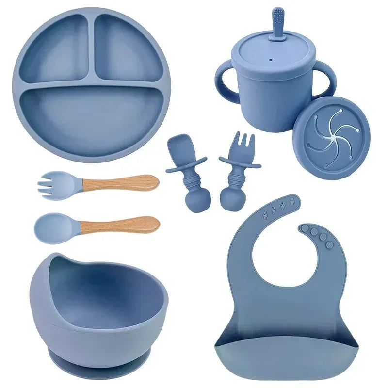 Complete Silicone Baby Feeding Set with Straw Cup