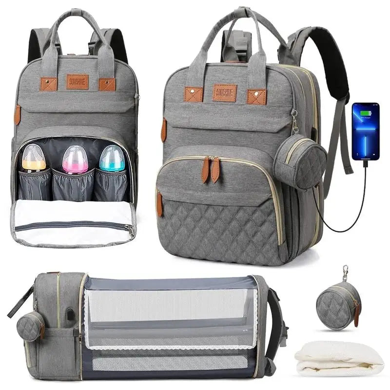 Waterproof Baby Diaper Backpack with Portable Changing Station