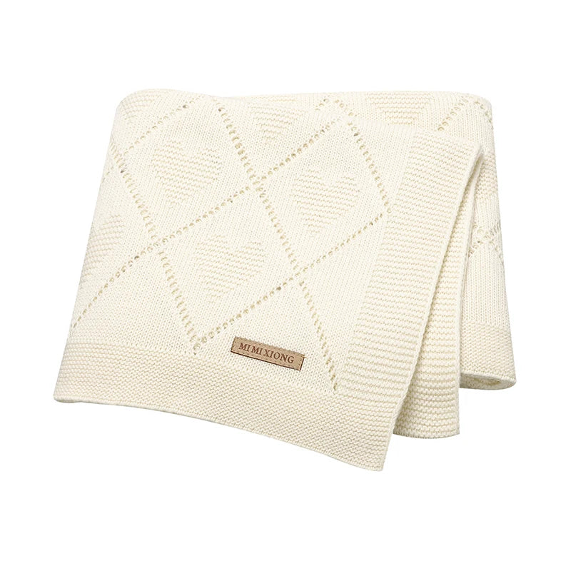 Cotton Knit Baby Blanket for Stroller & Nursery
