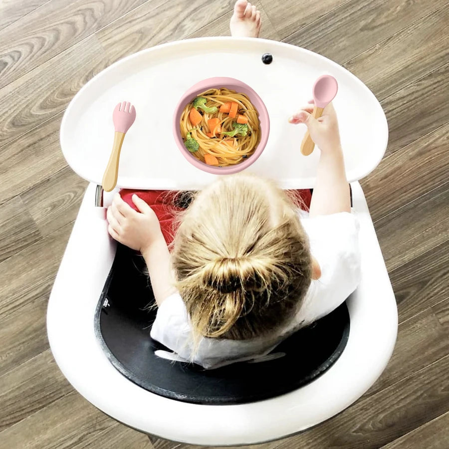 Silicone Baby Suction Bowl Set with Spoon & Fork
