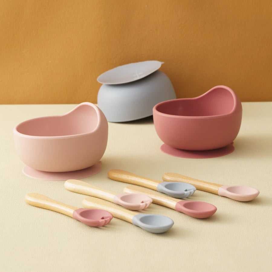 Silicone Baby Suction Bowl Set with Spoon & Fork