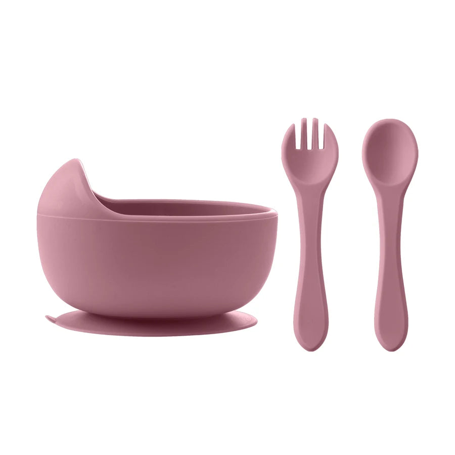 Silicone Baby Suction Bowl Set with Spoon & Fork