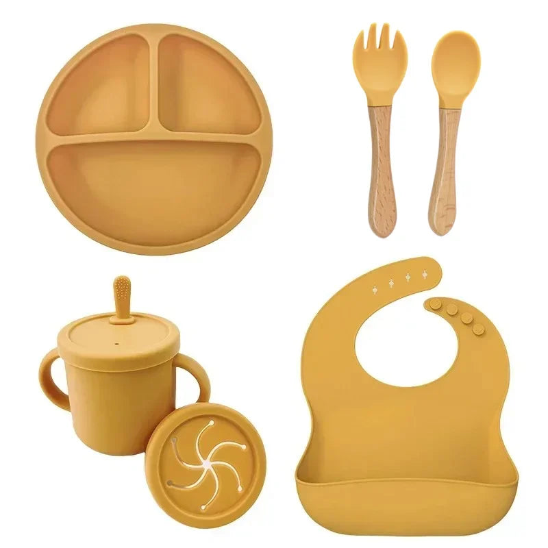 Complete Silicone Baby Feeding Set with Straw Cup