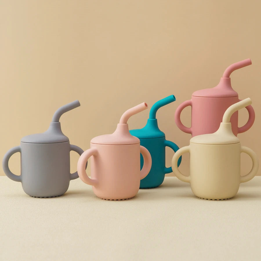 Silicone Baby Sippy Cup with Straw