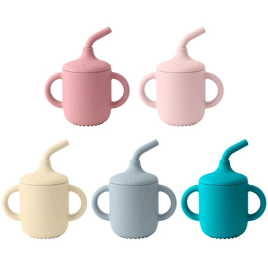 Silicone Baby Sippy Cup with Straw