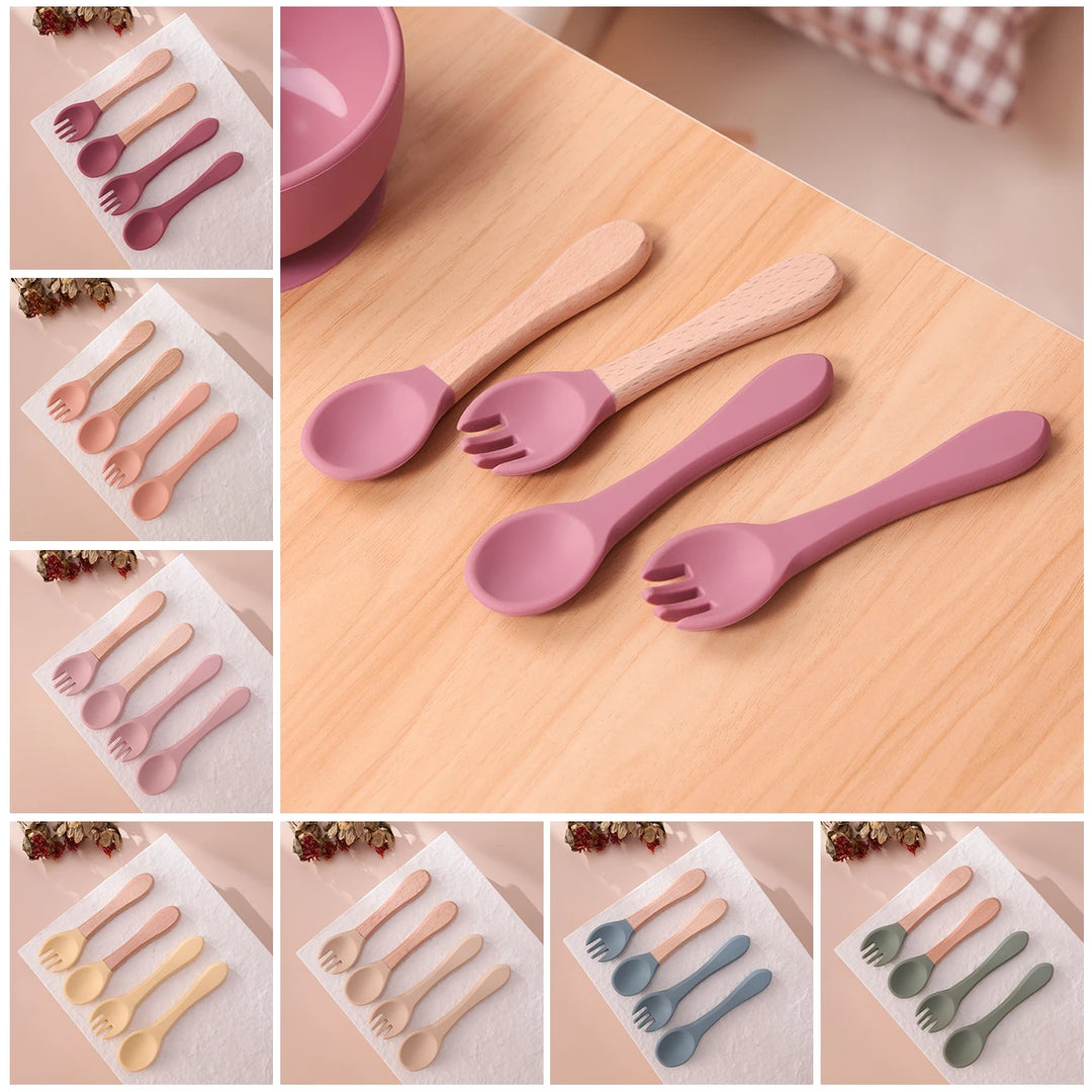 4-Piece Silicone Baby Spoon & Fork Set