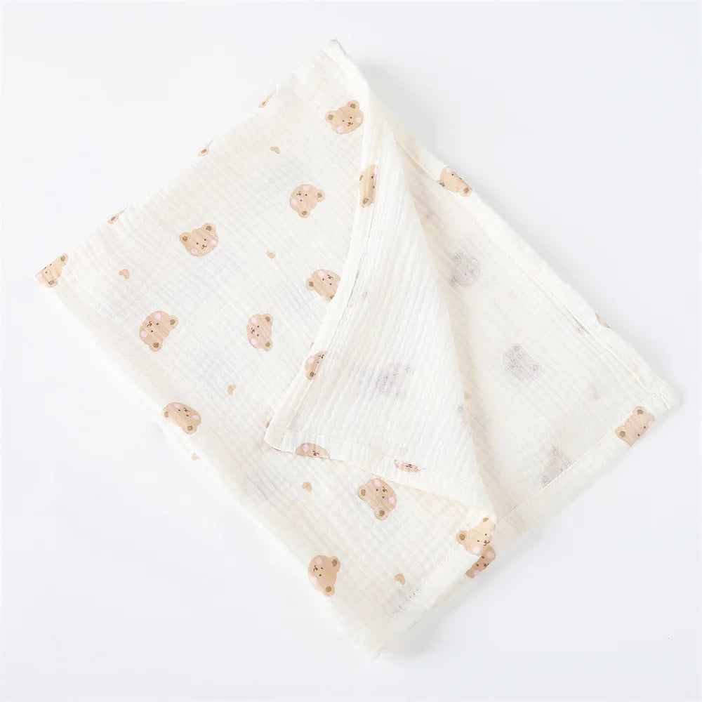 Cotton Muslin Baby Blanket for Swaddling & Stroller