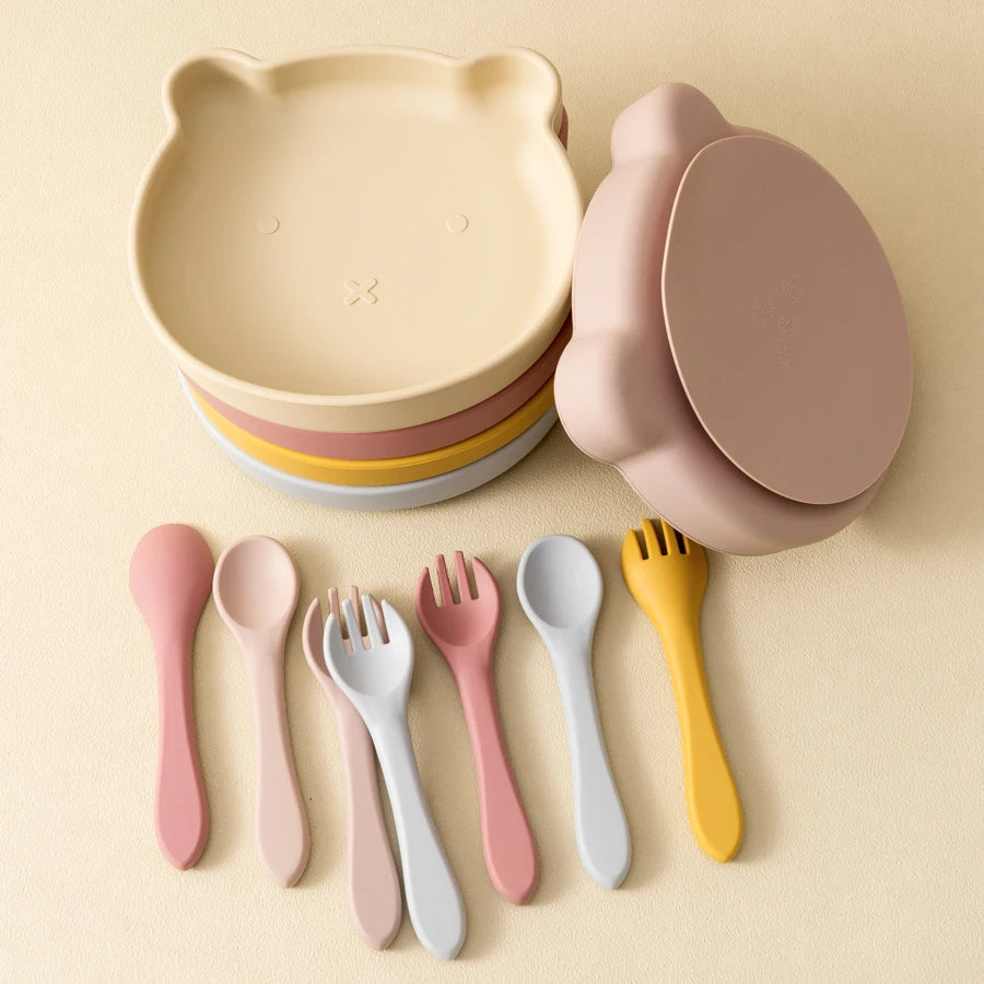 Silicone Baby Feeding Set with Suction Plate & Bowl