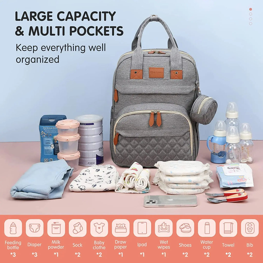Waterproof Baby Diaper Backpack with Portable Changing Station