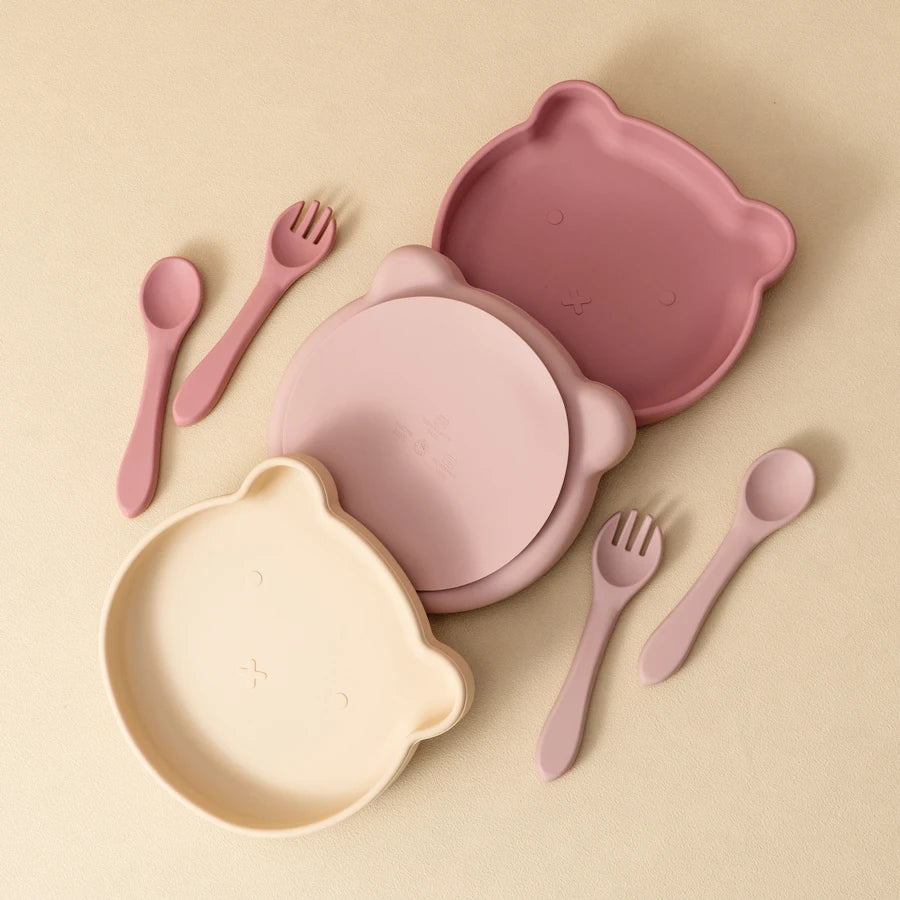 Silicone Baby Feeding Set with Suction Plate & Bowl