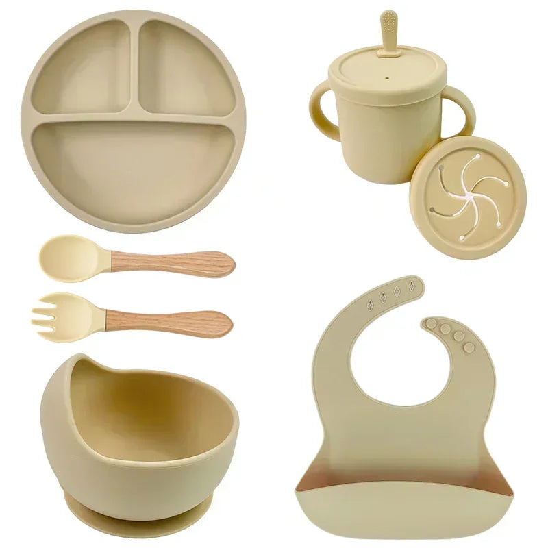 Complete Silicone Baby Feeding Set with Straw Cup