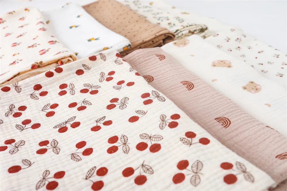 Cotton Muslin Baby Blanket for Swaddling & Stroller