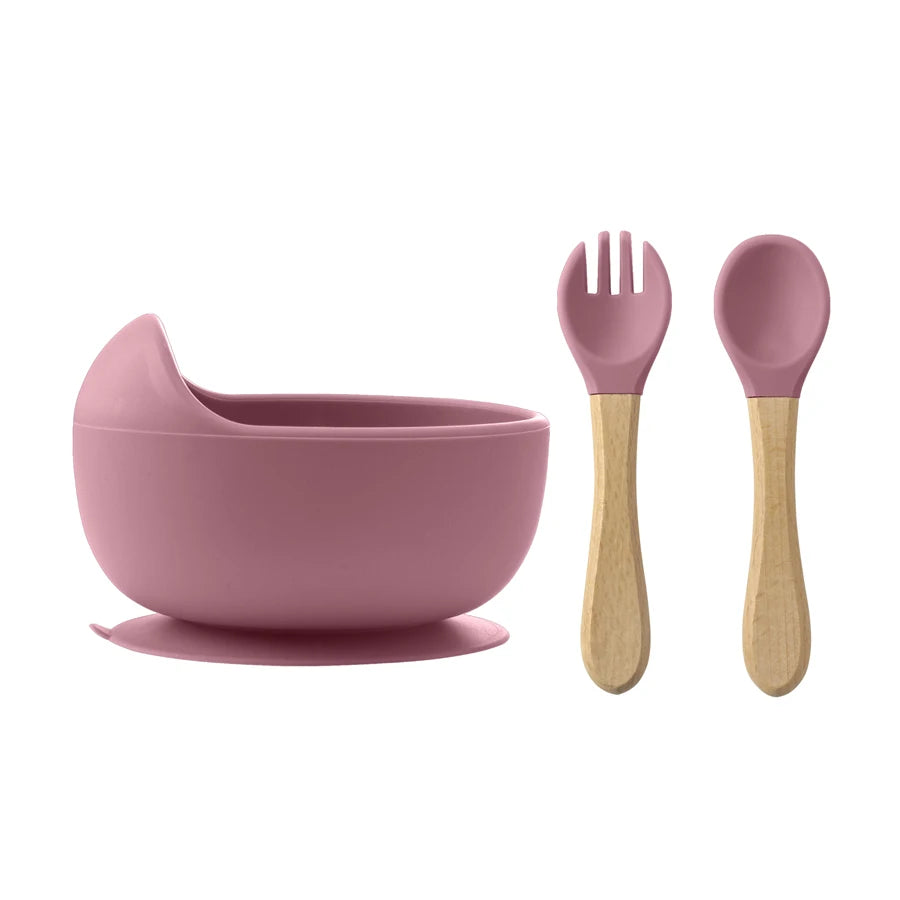 Silicone Baby Suction Bowl Set with Spoon & Fork