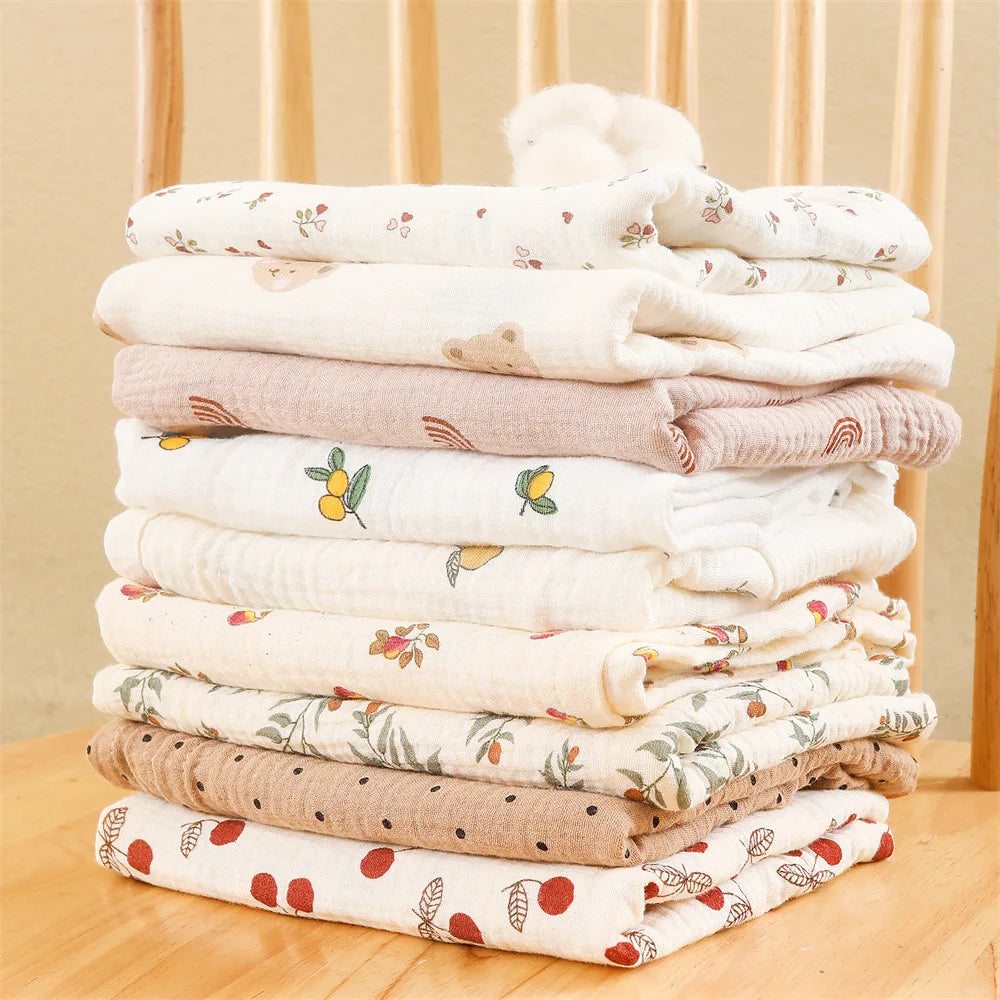 Cotton Muslin Baby Blanket for Swaddling & Stroller