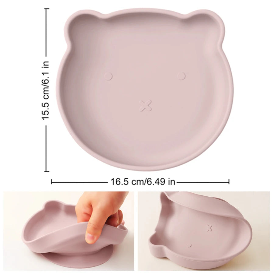Bear-Shaped Silicone Baby Suction Plate