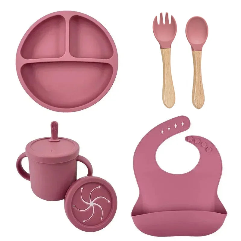 Complete Silicone Baby Feeding Set with Straw Cup