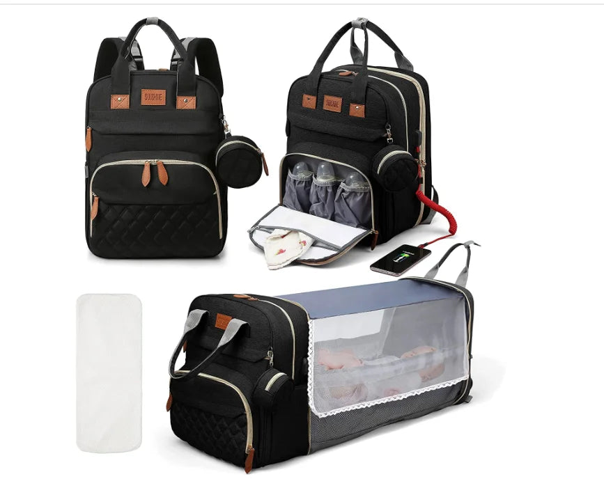 Waterproof Baby Diaper Backpack with Portable Changing Station