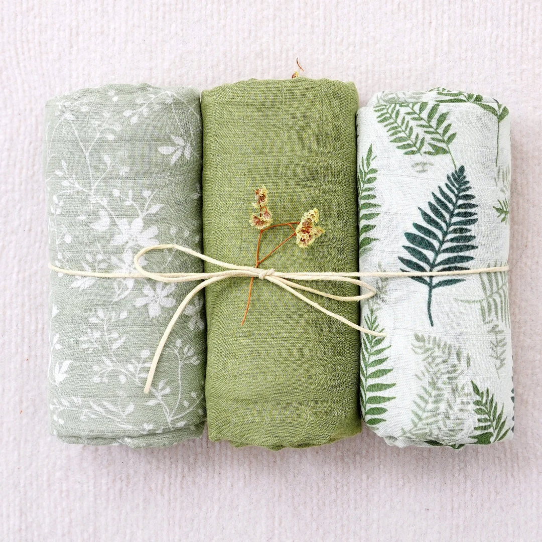 3-Pack Bamboo Cotton Muslin Swaddle Blankets