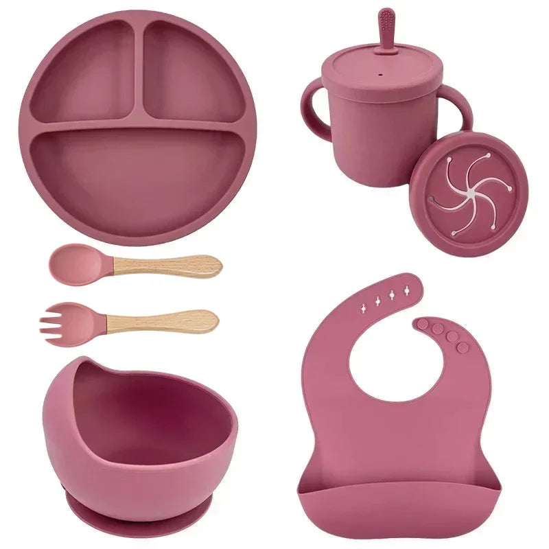 Complete Silicone Baby Feeding Set with Straw Cup