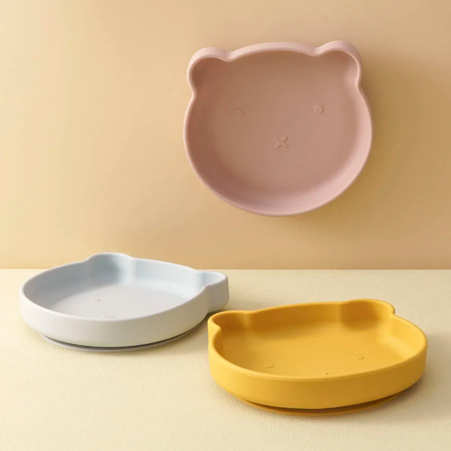 Bear-Shaped Silicone Baby Suction Plate