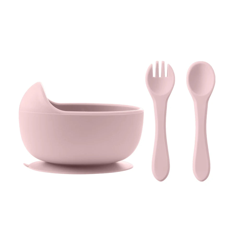 Silicone Baby Suction Bowl Set with Spoon & Fork