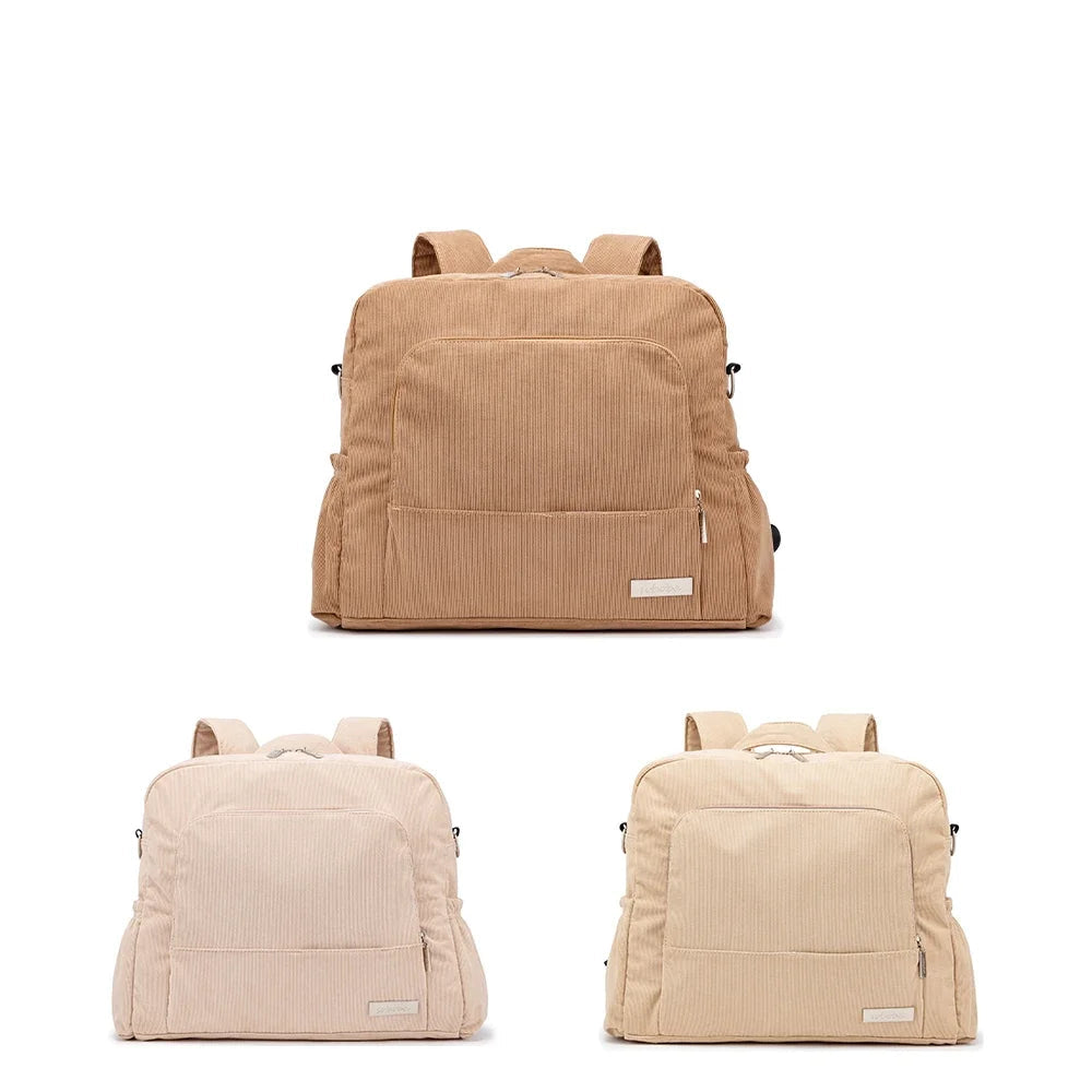 Corduroy Baby Diaper Backpack for Parents