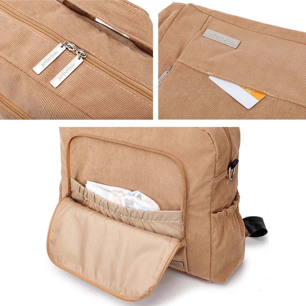 Corduroy Baby Diaper Backpack for Parents