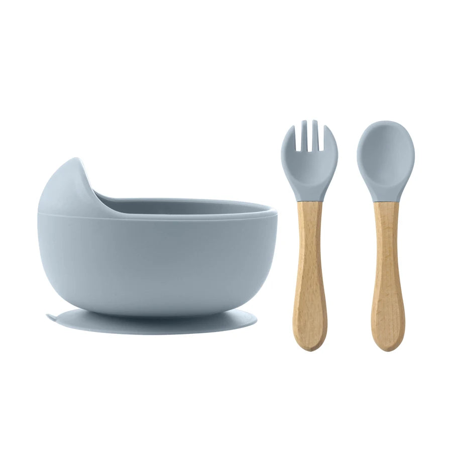 Silicone Baby Suction Bowl Set with Spoon & Fork