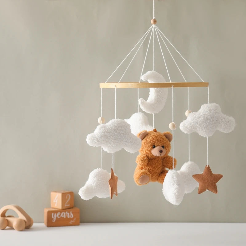Wooden Crib Mobile Bear & Cloud